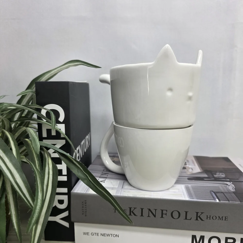 White Cat-Shaped Ceramic Mug